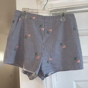 Floral stripe shorts